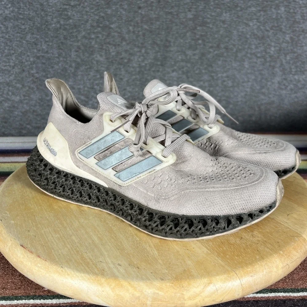 Adidas Ultra 4DFWD‎ Shoes Mens Size 8 Beige 3D Lattice Running Sneakers HP7599